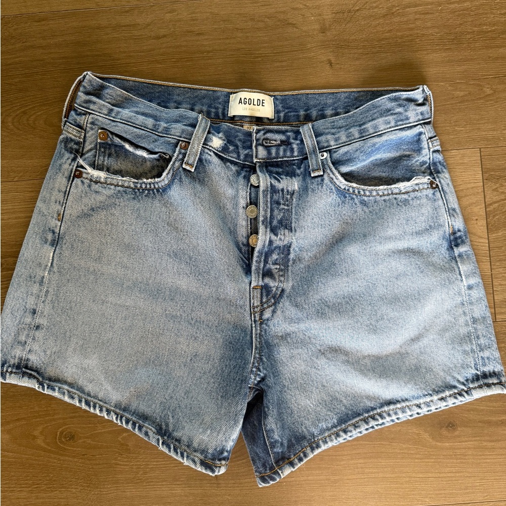 AGOLDE Classic Blue Denim Shorts